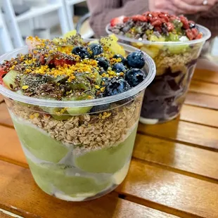 Açaí and matcha superfood bowls