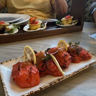 The Sea Bass Malwani (gf) Grilled Scallops (gf)