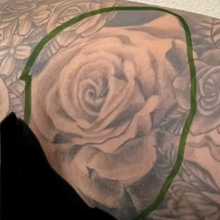 Another huge rose blended in with the other art that I have.