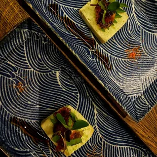 Edamame tofu with uni and ponzu jelly