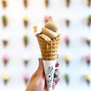 Iron Buddha Milk Tea Soft Serve (Cone-$6.50 + $1 toasted marshmallow)