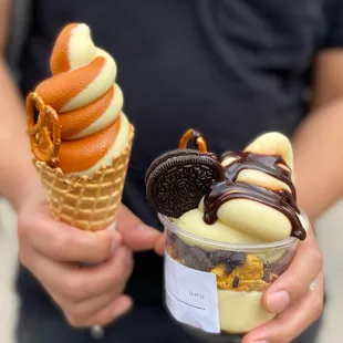 Thai tea swirl and Oreo Oreo