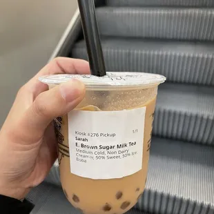 Brown sugar milk tea with boba