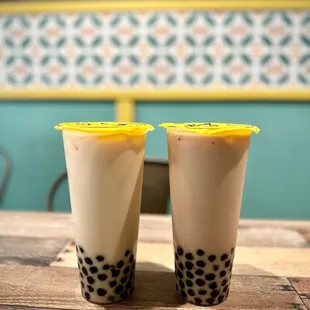 two cups of bubble tea