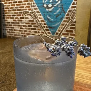 a glass of lavender water