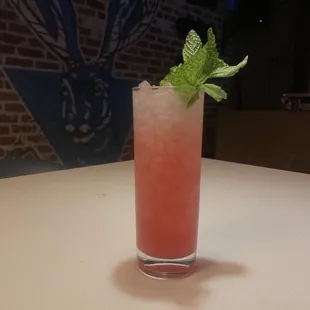 a tall glass of watermelon