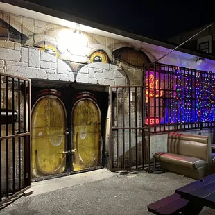 No sign - just enter at the Rabbit