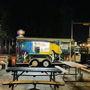 a food truck at night