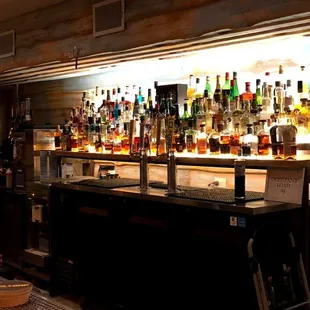 a row of liquor bottles