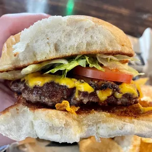 Up close look at the outstanding prime brisket burger. I added bacon and cheese