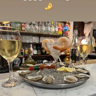 Oysters and Shrimp Cocktail with Sovereign Blanc