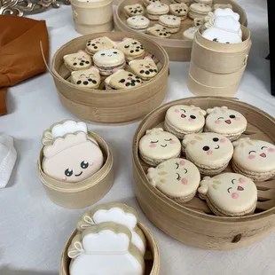 a variety of decorated cookies on a table