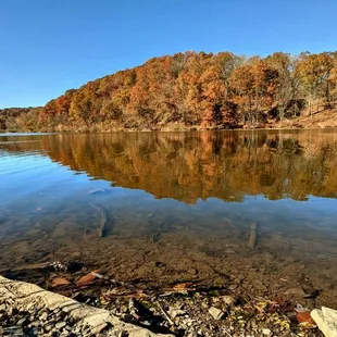 A view across the reservoir from the beach area