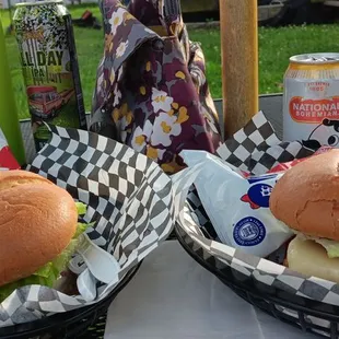 Two delicious Beyond Burgers.