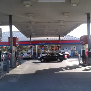 a car at a gas station