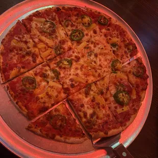 Pineapple ham and jalapeno pizza