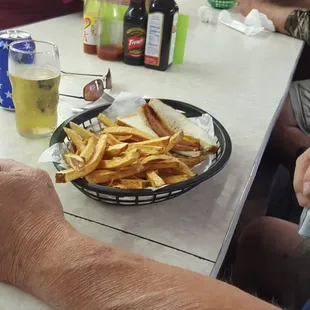 Bologna sandwich and real cut fries.