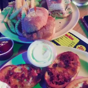 Potato skins and fish sanwich.. Skins had freezer taste. Also got philly steak (no picture) which was very good.