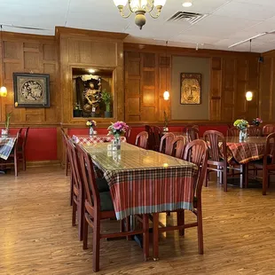 tables and chairs in a restaurant