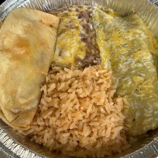Special: pork chili verde enchilada and a crispy beef taco combo plate