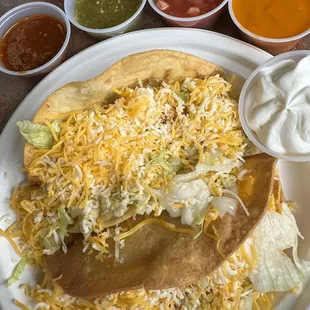 The best crispy tacos! One chicken, one beef!