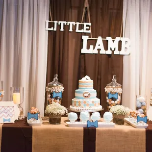 Little lamb baby shower dessert station