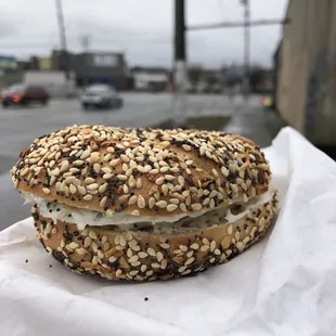 Everything bagel + scallion cream cheese