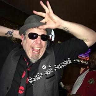 This is Jamie Stewart!  He's the host with the most! He makes everyone feel like they're rock star's even if they can't sing!:)