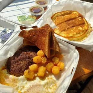 $6 breakfast and 2 pancakes