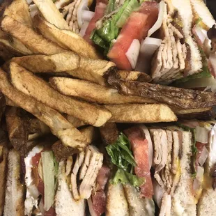 Turkey club and hand cut fries