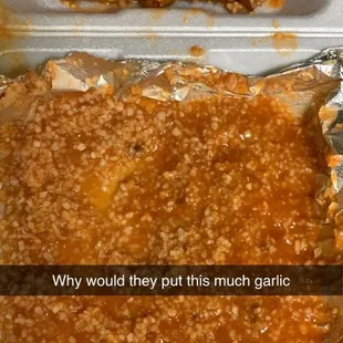 Hot garlic wings . If u like this much garlic on your wings this is the place for you.