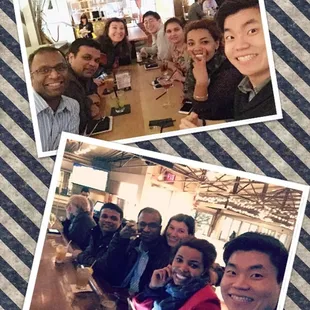 a group of people sitting at a table