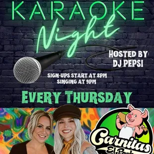 KARAOKE EVERY THURSDAY NIGHT
SIGN UPS at 8pm
SINGING at 9pm