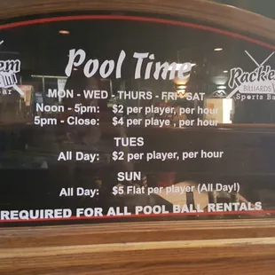 For professional tables. 7 foot tables are a dollar a game