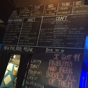 Daily Specials &amp; Drink List