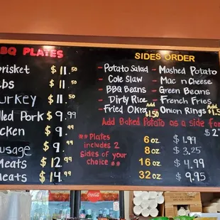 BBQ plates &amp; sides menu