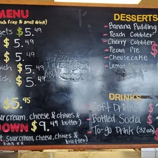 Kids &amp; deserts menu