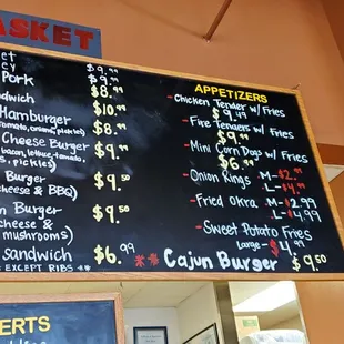 Baskets, sandwiches, &amp; burgers menu