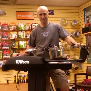 This is Joe.  He loves what he does for a living.  Ask him anything about racquets and strings, and he will share his knowledge.