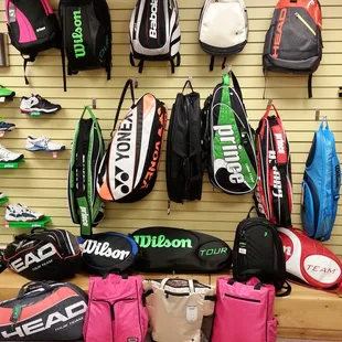 It's difficult to walk on the court without a tennis bag full of stuff.  We have many to choose from.