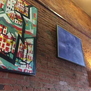 Art on walls in Racys.