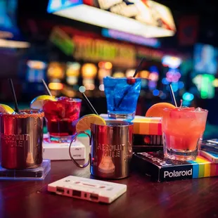 various cocktails on a table