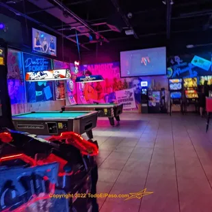 a row of arcade games