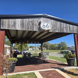 Covered picnic area. Comfy seats.