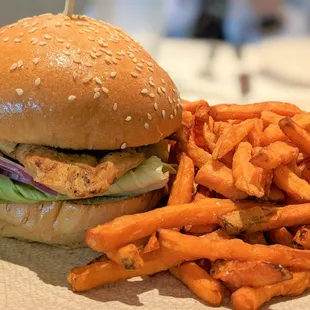 a burger and french fries