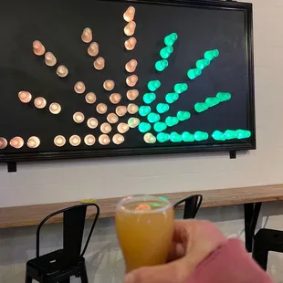 Lite Brite cup artwork - rotating colors