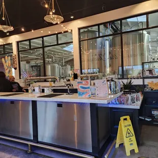 Inside tasting room counter