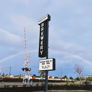 a rainbow in the sky