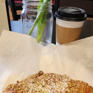 16oz mocha &amp; Honey Pistachio croissant (5/26/24)