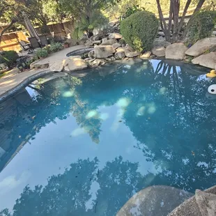 Clear pool after we balanced the chemicals and started our weekly service!